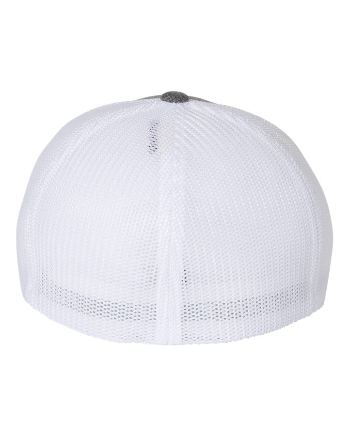 Rear View of Dark Heather Grey/ White Mélange Trucker Cap - 6311