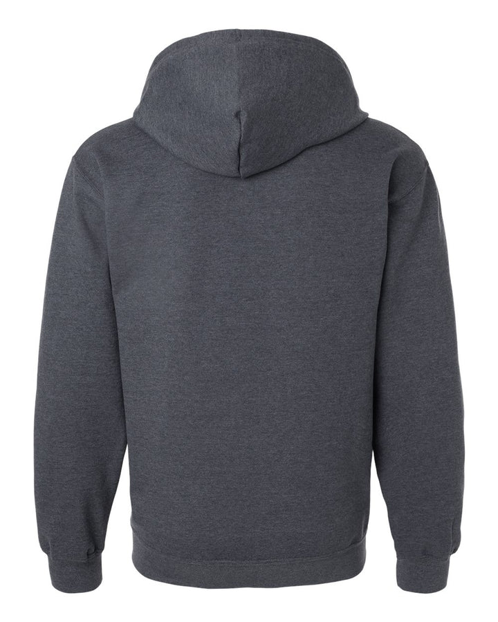 Rear View of Dark Heather Softstyle® Full-Zip Hooded Sweatshirt - SF600
