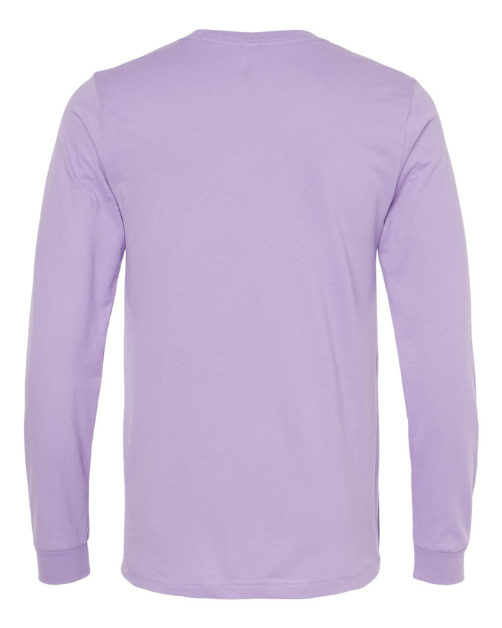 Rear View of Dark Lavender Jersey Long Sleeve Tee - 3501
