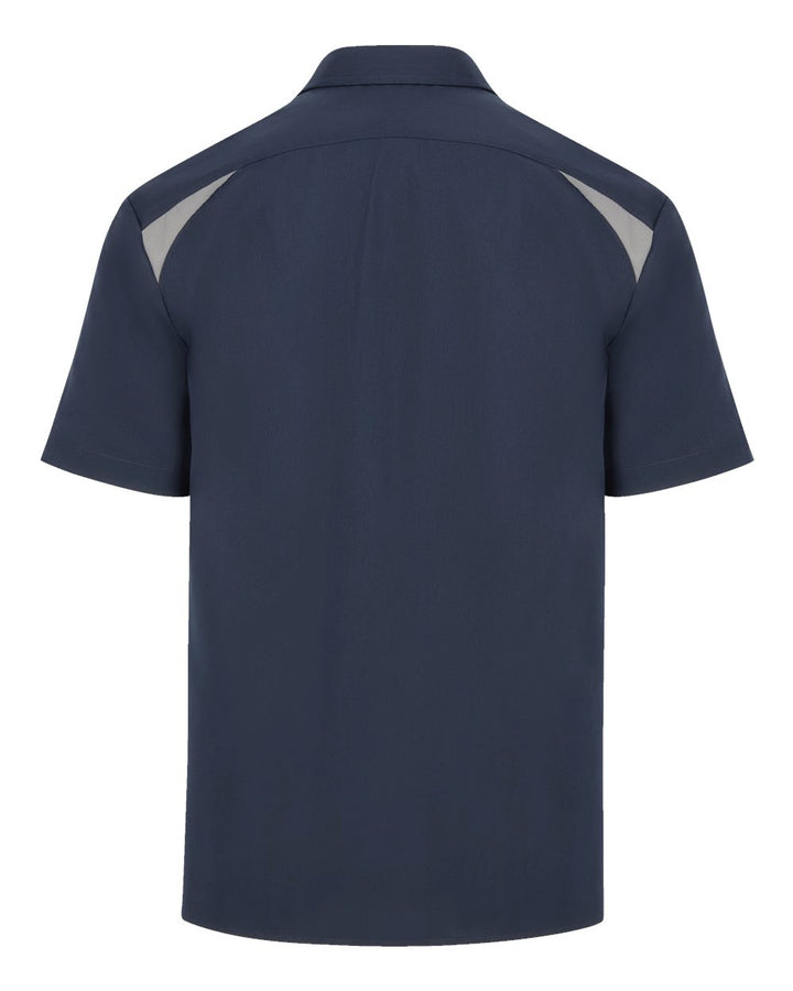 Rear View of Dark Navy/ Smoke Men's Short Sleeve Performance Team Shirt - 0005