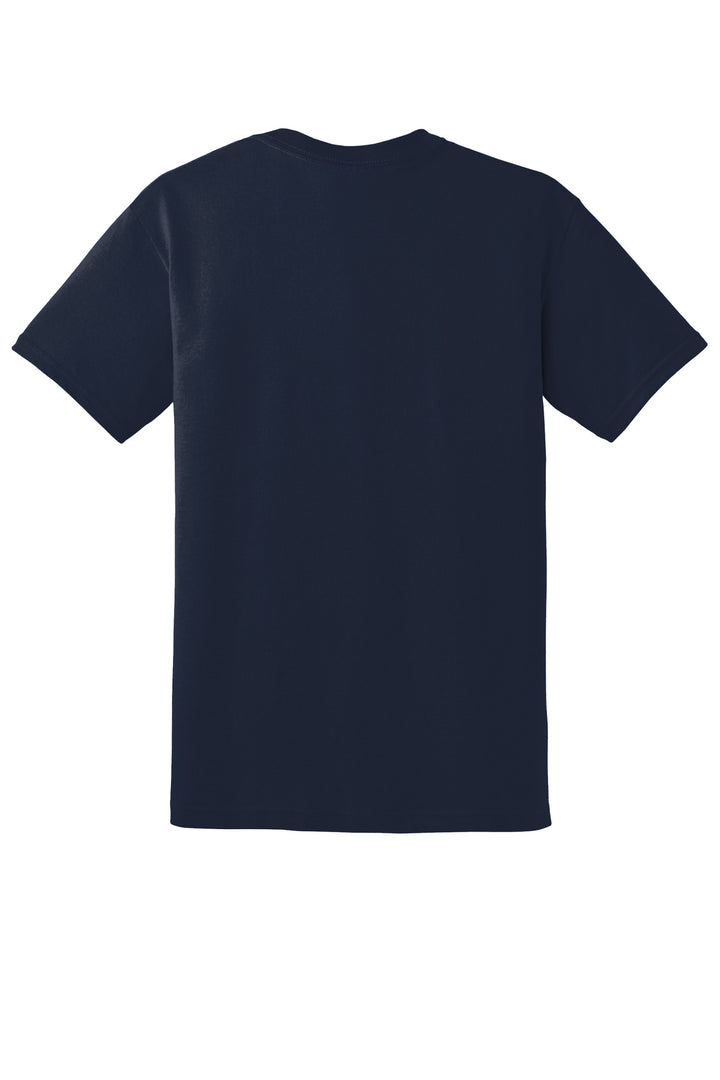 Rear View of DarkNavy Gildan DryBlend 50 Cotton/50 Poly T-Shirt. 8000