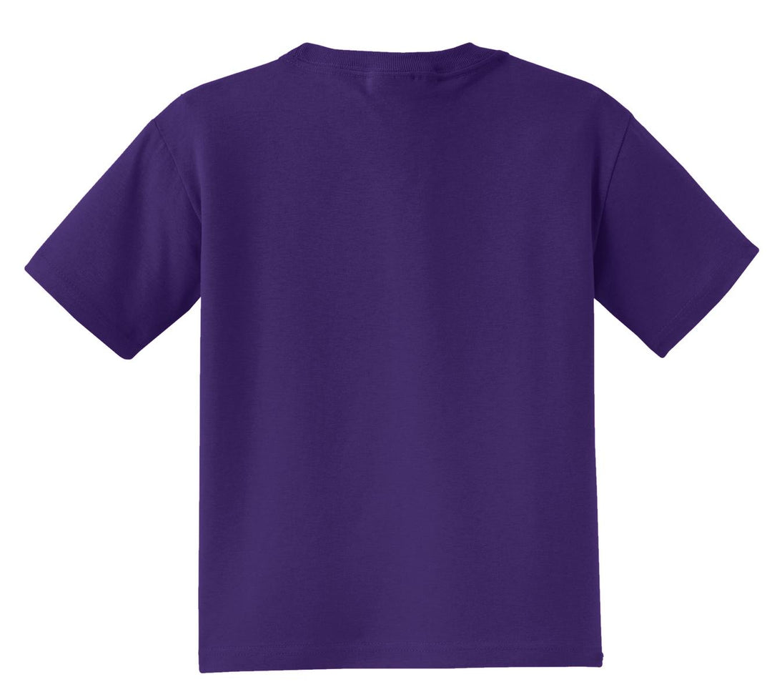 Rear View of Deep Purple Jerzees - Youth Dri-Power 50/50 Cotton/Poly T-Shirt. 29B