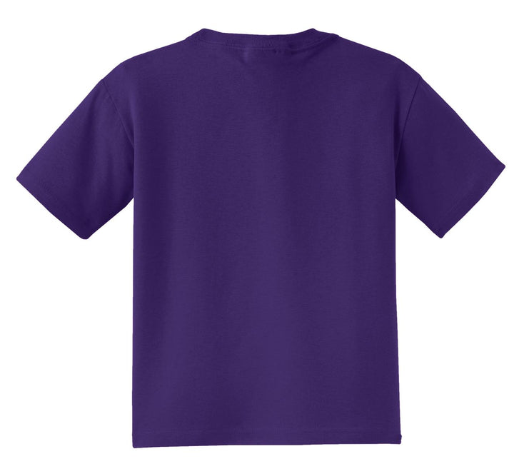 Rear View of Deep Purple Jerzees - Youth Dri-Power 50/50 Cotton/Poly T-Shirt. 29B