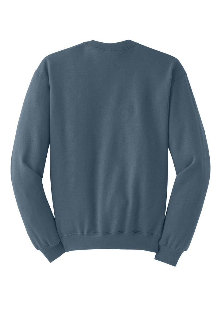 Rear View of Denim Jerzees - NuBlend Crewneck Sweatshirt. 562M
