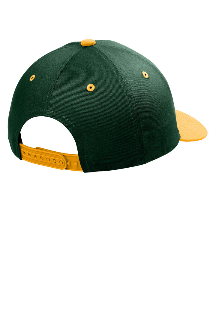 Rear View of DkGrn/Gold Port Authority Snapback Cap C408