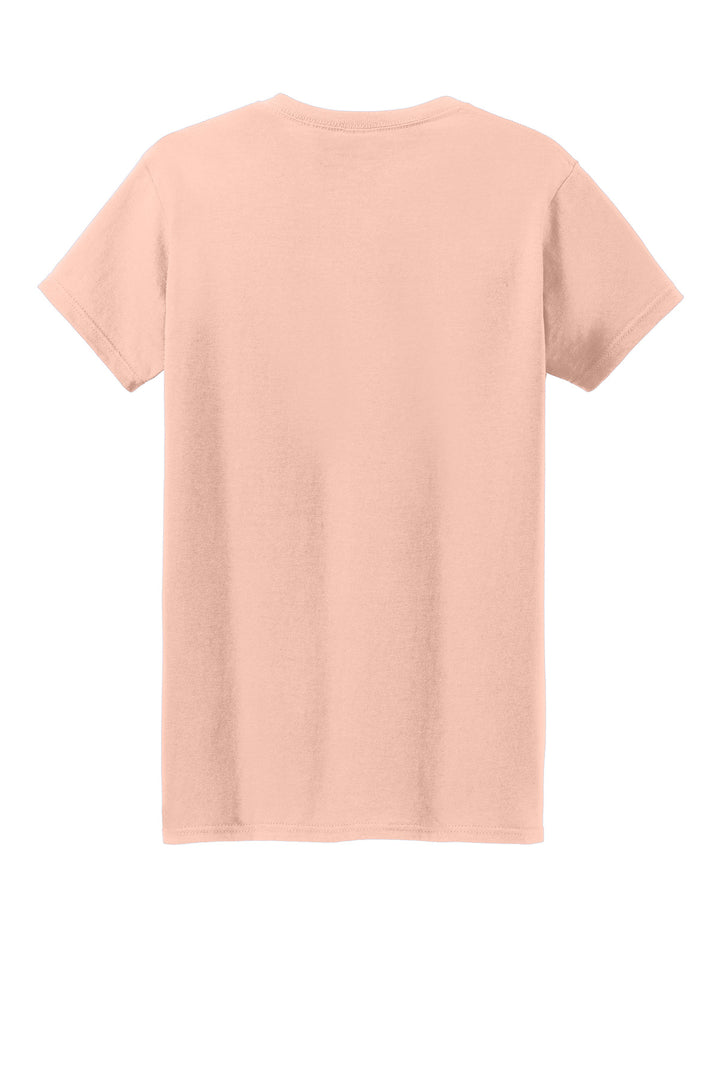 Rear View of DustyRose Gildan Women's Heavy Cotton 100% Cotton T-Shirt. 5000L