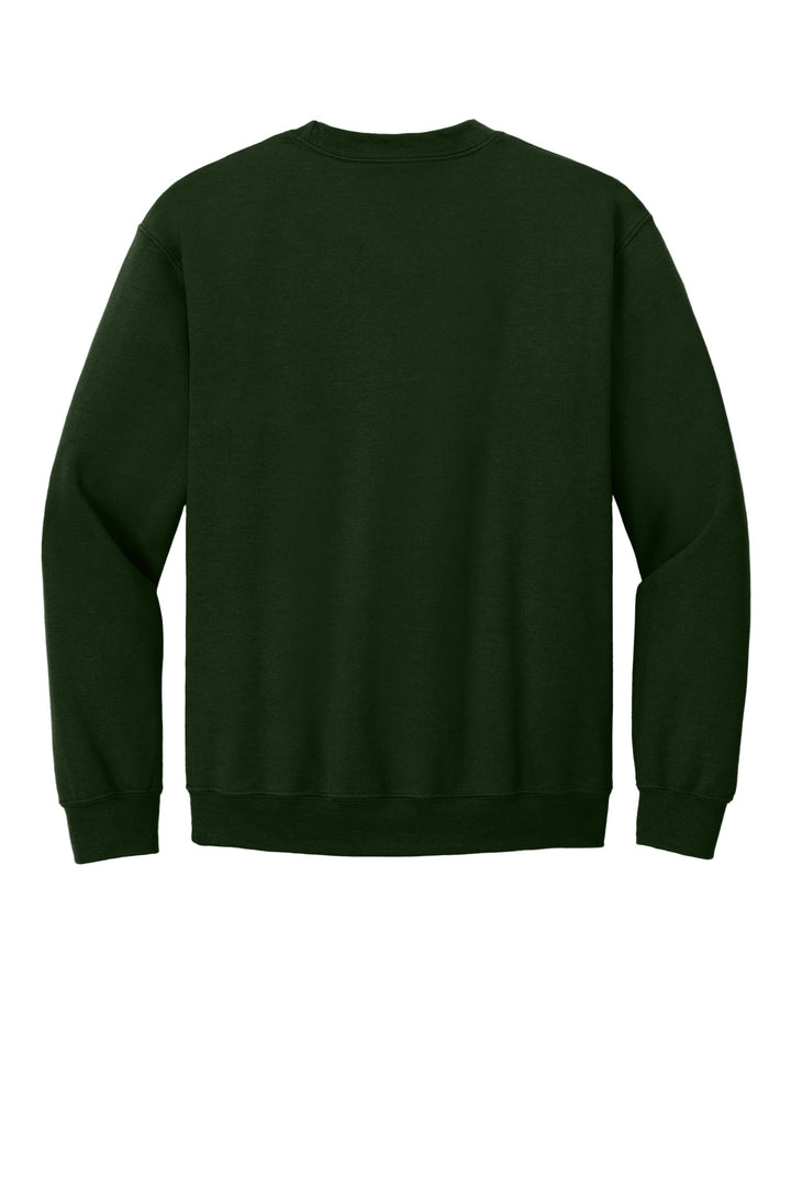 Rear View of Forest Gildan Heavy Blend Crewneck Sweatshirt. 18000