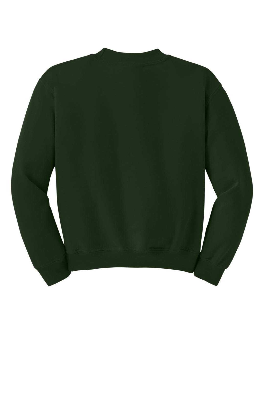Rear View of Forest Gildan Youth Heavy Blend Crewneck Sweatshirt. 18000B