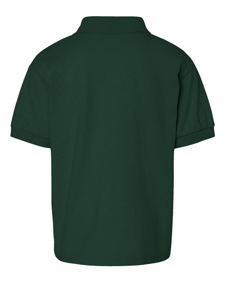 Rear View of Forest Green DryBlend® Youth Jersey Polo - 8800B