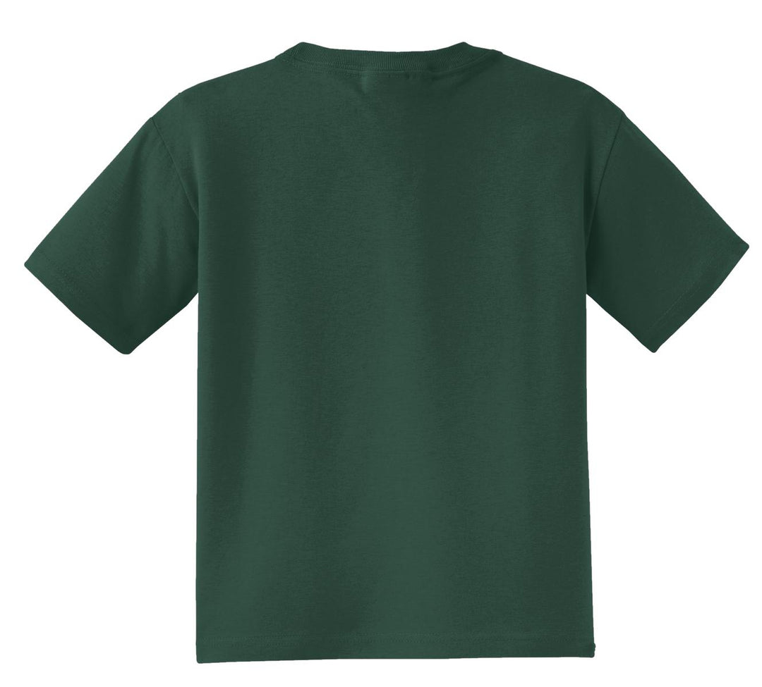 Rear View of Forest Jerzees - Youth Dri-Power 50/50 Cotton/Poly T-Shirt. 29B