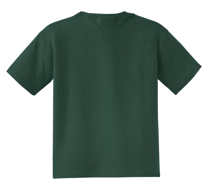 Rear View of Forest Jerzees - Youth Dri-Power 50/50 Cotton/Poly T-Shirt. 29B
