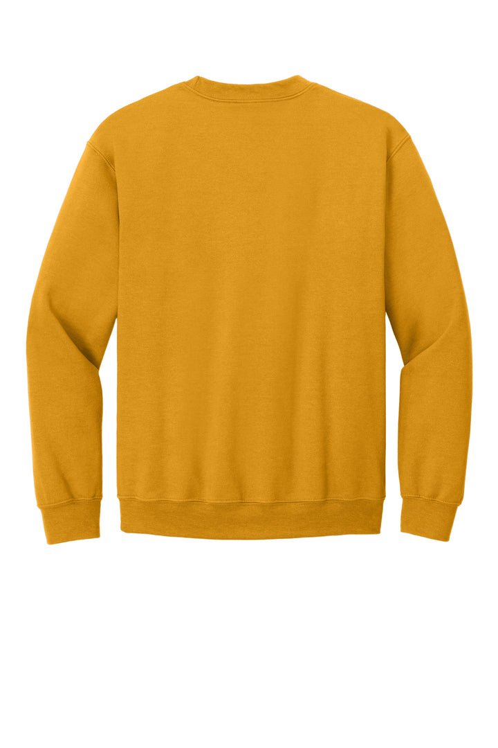 Rear View of Gold Gildan Heavy Blend Crewneck Sweatshirt. 18000