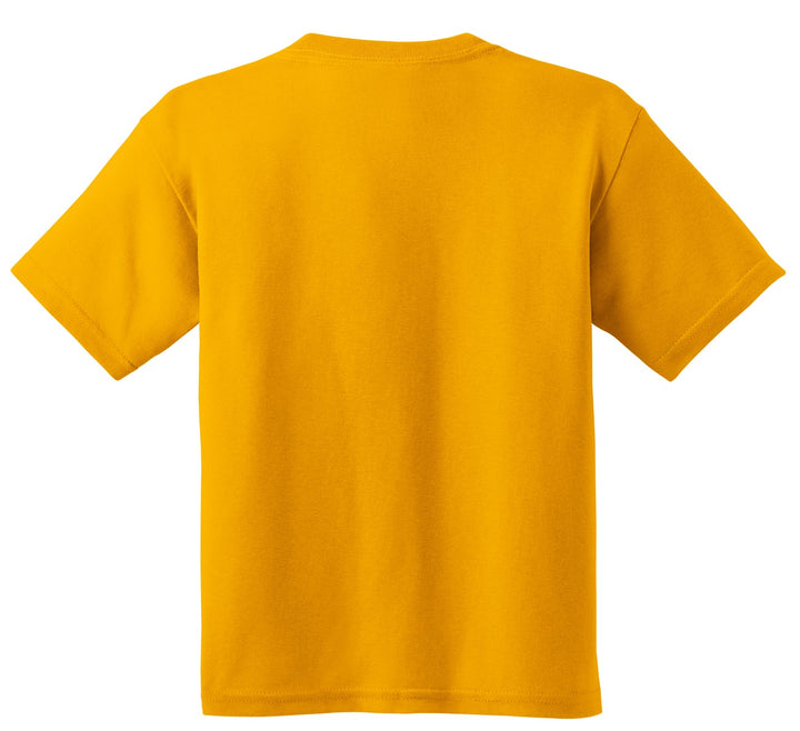 Rear View of Gold Gildan - Youth Heavy Cotton 100% Cotton T-Shirt. 5000B