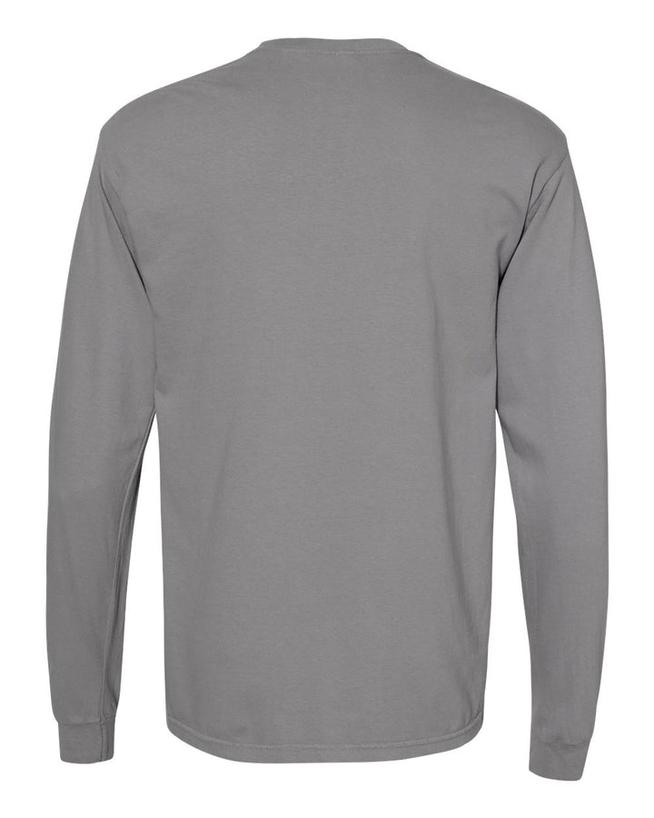 Rear View of Granite Garment-Dyed Heavyweight Long Sleeve T-Shirt - 6014