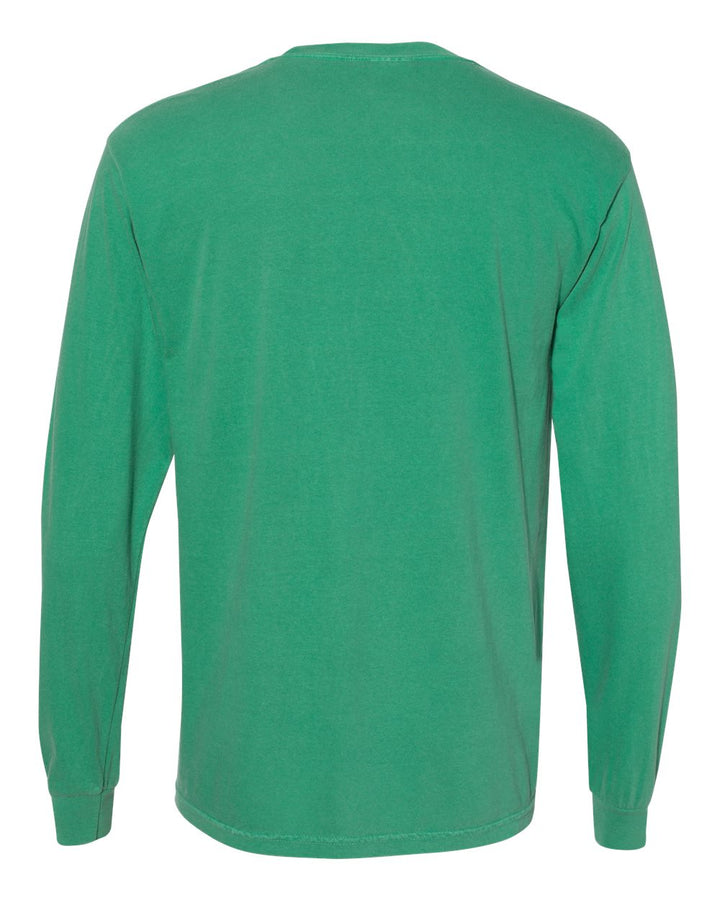 Rear View of Grass Garment-Dyed Heavyweight Long Sleeve T-Shirt - 6014