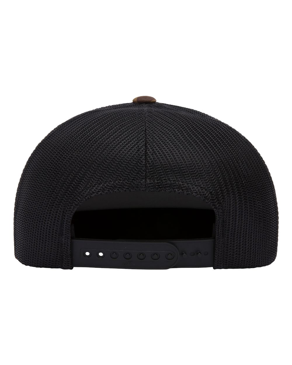 Rear View of Green Camo/ Black Five-Panel Classic Trucker Cap - 6006