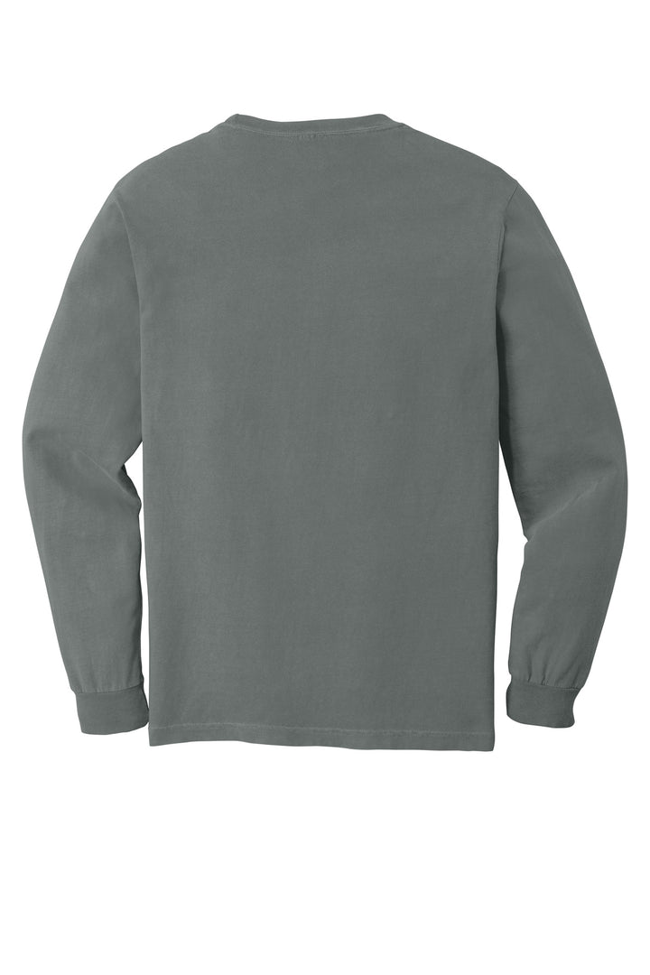 Rear View of Grey COMFORT COLORS Heavyweight Ring Spun Long Sleeve Tee. 6014