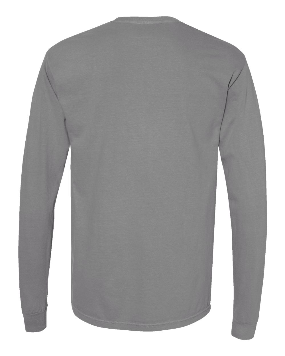 Rear View of Grey Garment-Dyed Heavyweight Long Sleeve T-Shirt - 6014