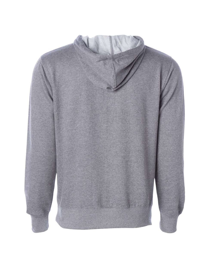 Rear View of Gunmetal Heather Midweight Hooded Sweatshirt - SS4500