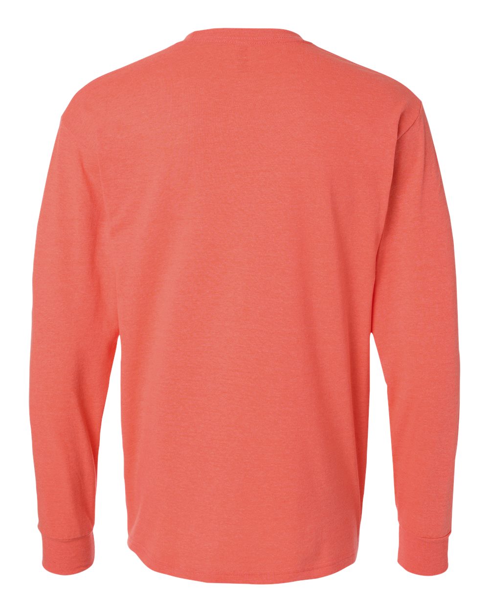 Rear View of Heather Coral Gold Soft Touch Long Sleeve T-Shirt - 4820