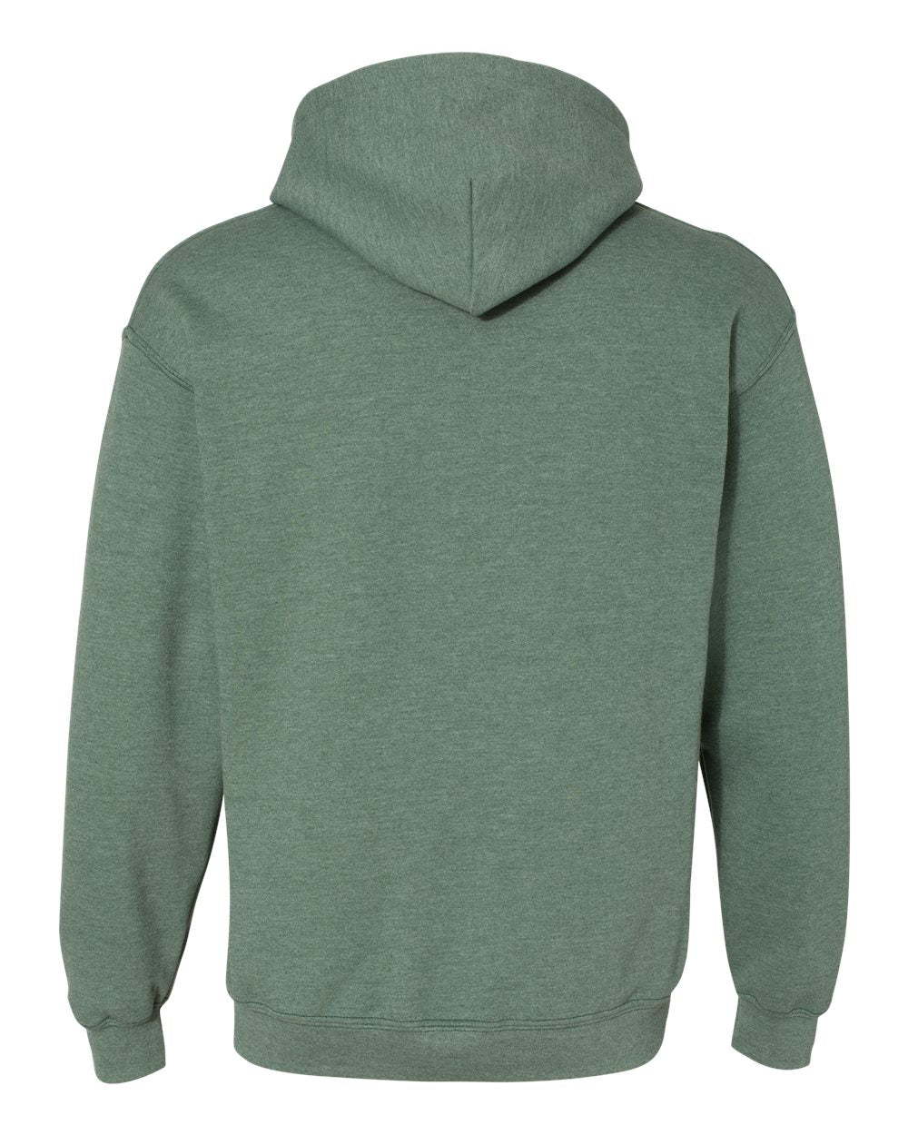 Rear View of Heather Dark Green Heavy Blend™ Hooded Sweatshirt - 18500