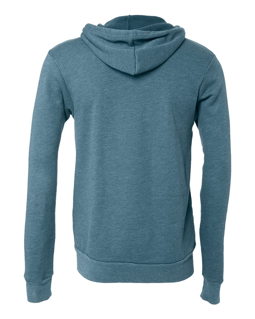 Rear View of Heather Deep Teal Sponge Fleece Full-Zip Hoodie - 3739