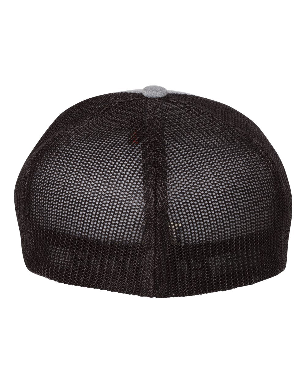 Rear View of Heather Grey/ Black Mélange Trucker Cap - 6311