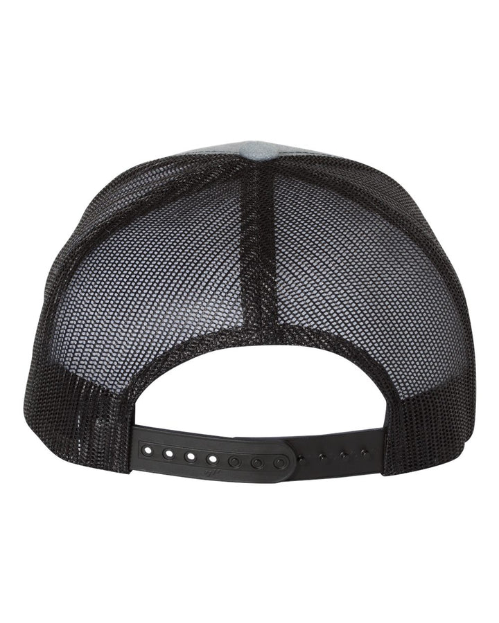 Rear View of Heather Grey/ Black Retro Trucker Cap - 6606