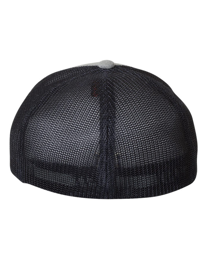 Rear View of Heather Grey/ Navy Mélange Trucker Cap - 6311