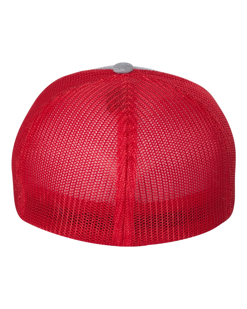 Rear View of Heather Grey/ Red Mélange Trucker Cap - 6311