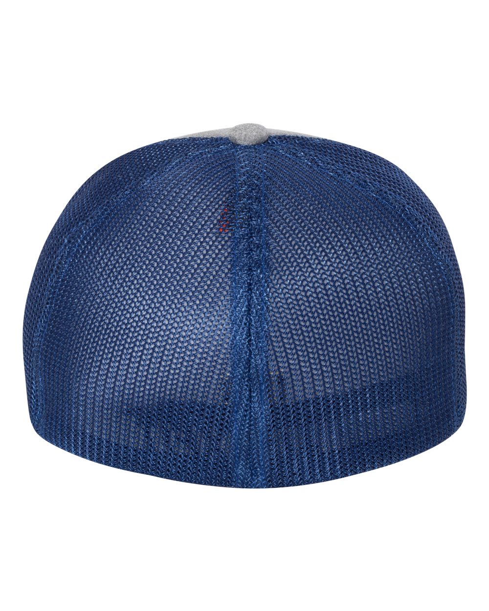 Rear View of Heather Grey/ Royal Mélange Trucker Cap - 6311