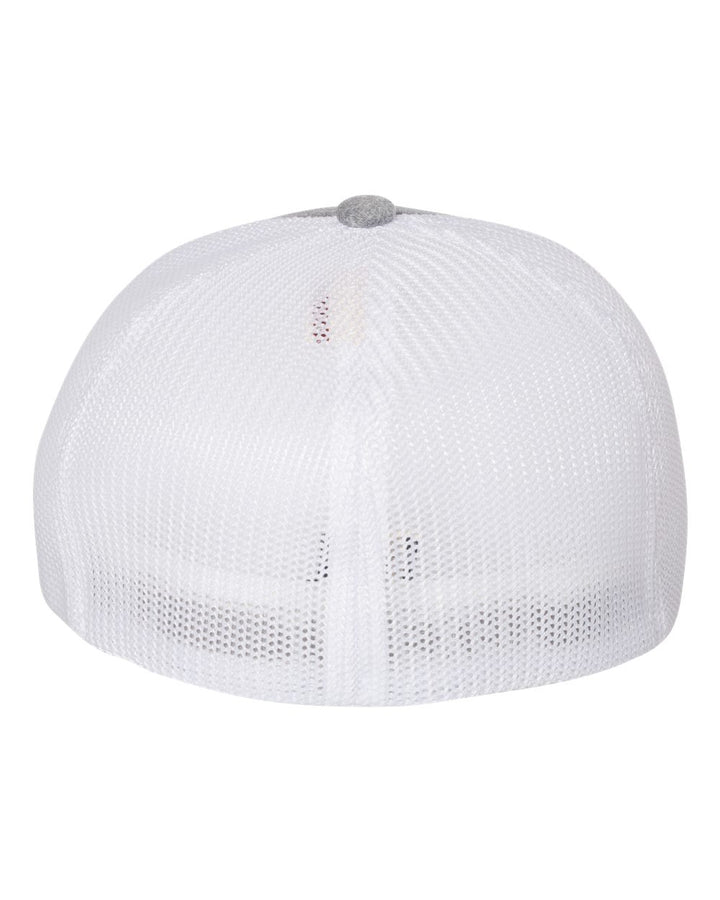 Rear View of Heather Grey/ White Mélange Trucker Cap - 6311