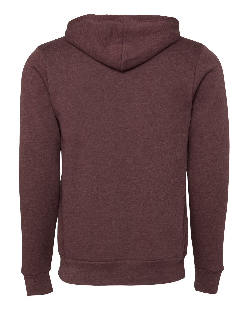 Rear View of Heather Maroon Sponge Fleece Full-Zip Hoodie - 3739
