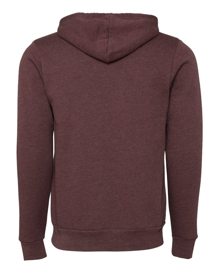Rear View of Heather Maroon Sponge Fleece Full-Zip Hoodie - 3739