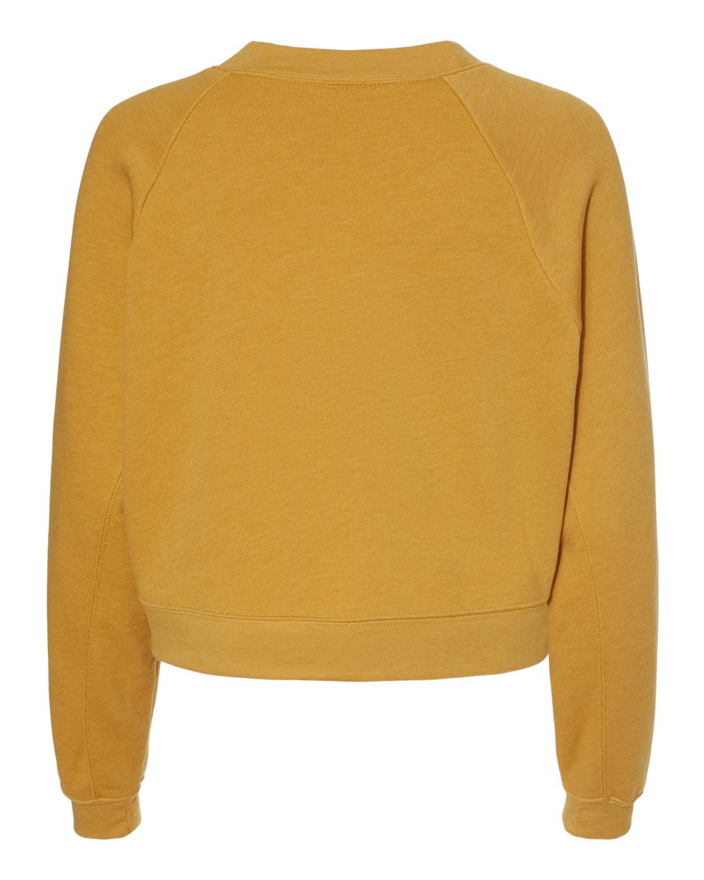 Rear View of Heather Mustard Women's Raglan Pullover Fleece - 7505