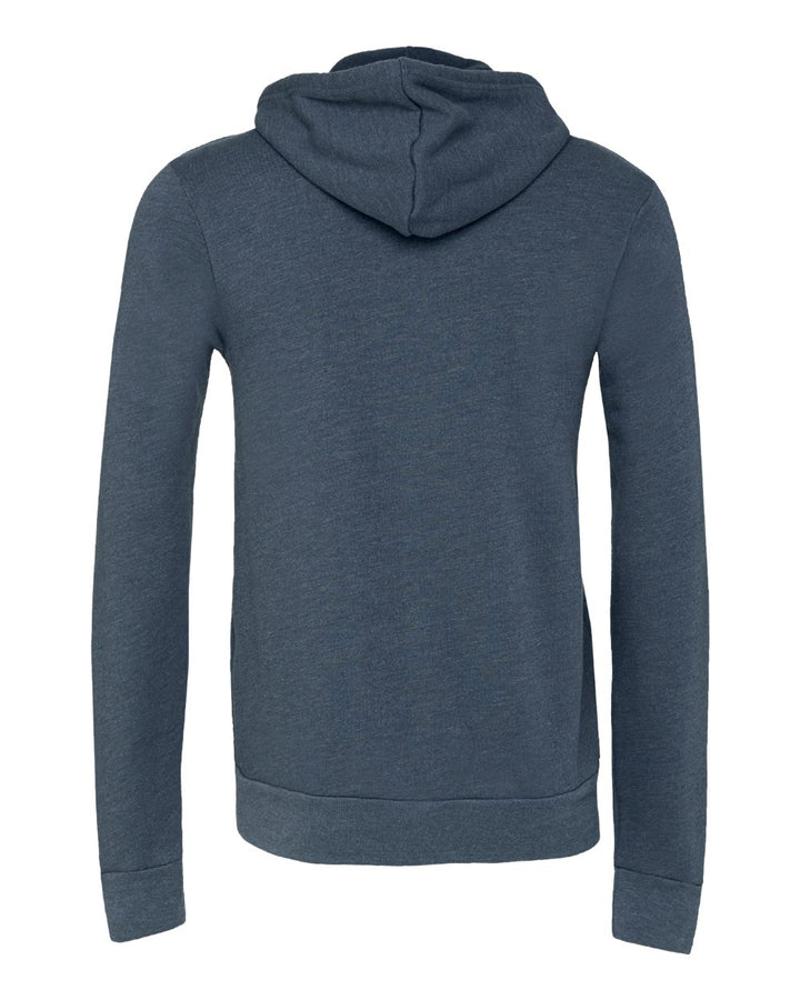 Rear View of Heather Navy Sponge Fleece Full-Zip Hoodie - 3739