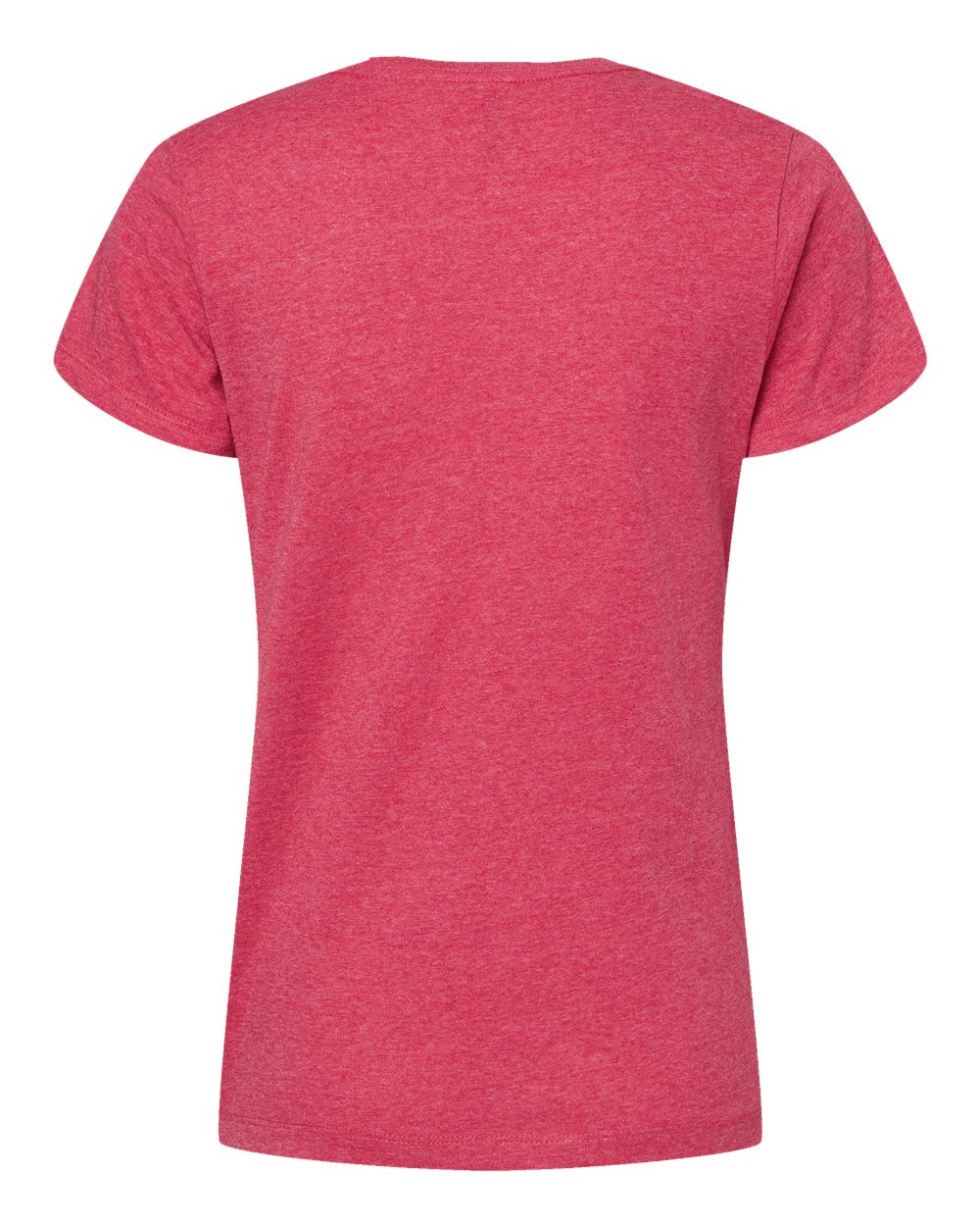 Rear View of Heather Pink Women's Gold Soft Touch T-Shirt - 4810