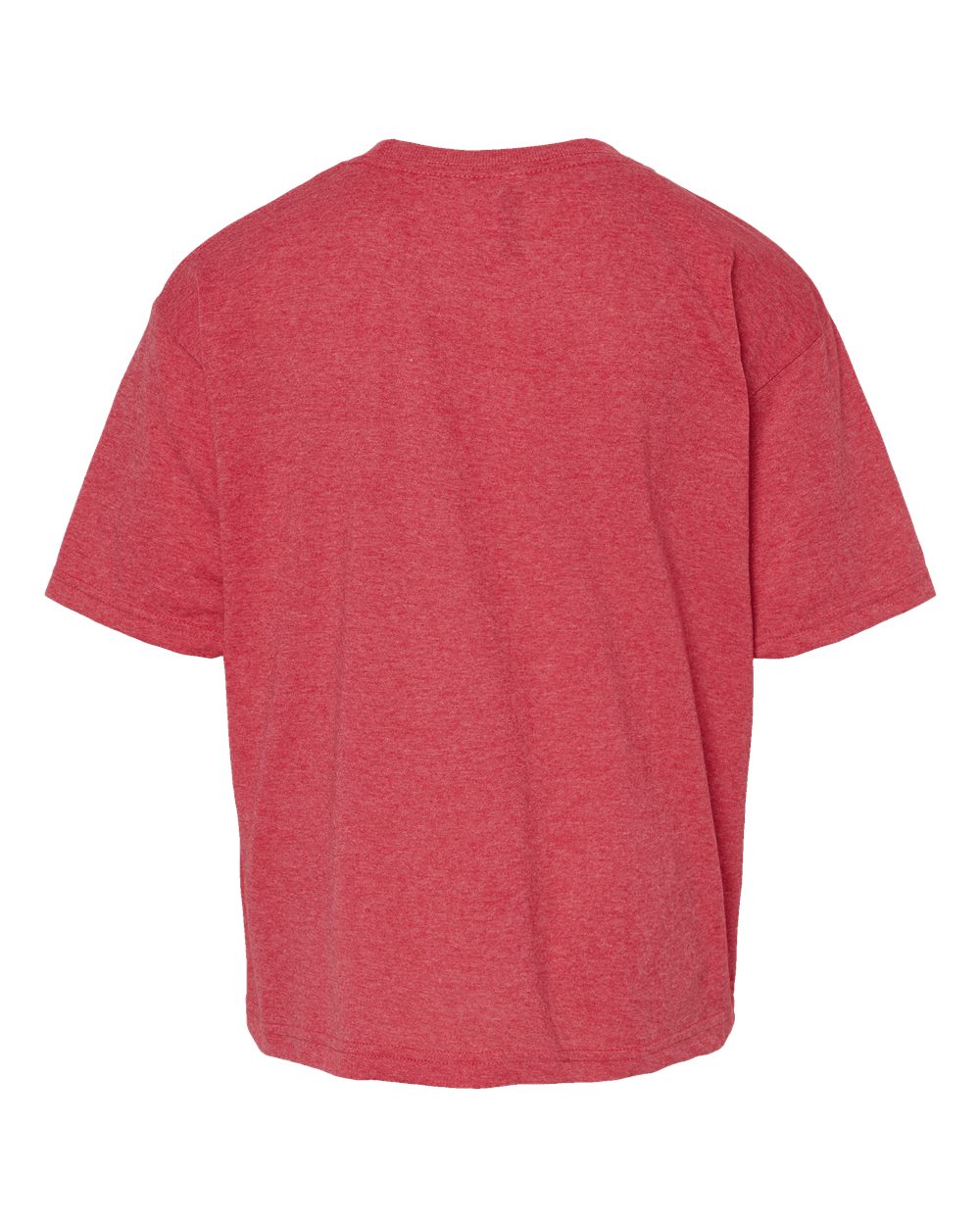 Rear View of Heather Red Youth Gold Soft Touch T-Shirt - 4850