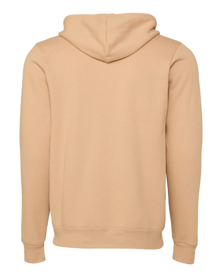 Rear View of Heather Sand Dune Sponge Fleece Full-Zip Hoodie - 3739