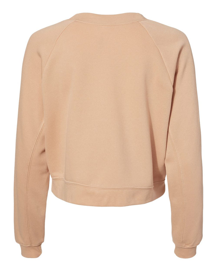 Rear View of Heather Sand Dune Women's Raglan Pullover Fleece - 7505