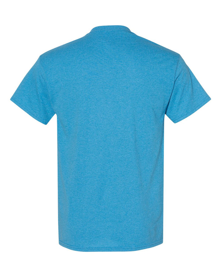 Rear View of Heather Sapphire Heavy Cotton™ T-Shirt - 5000