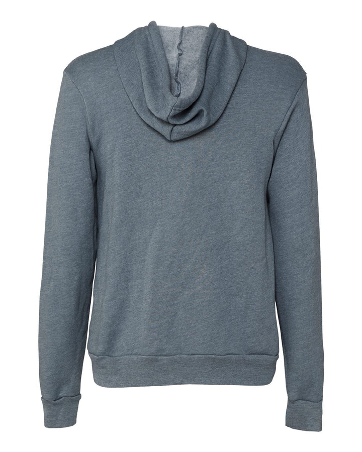 Rear View of Heather Slate Sponge Fleece Full-Zip Hoodie - 3739