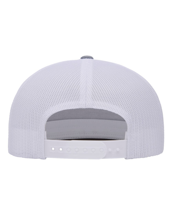 Rear View of Heather/ White Five-Panel Classic Trucker Cap - 6006