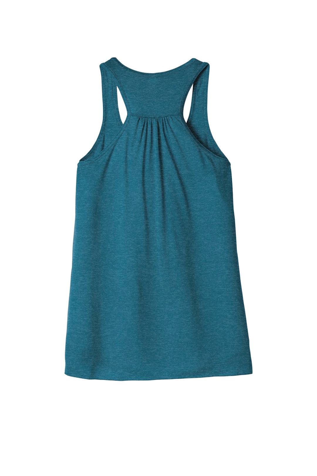 Rear View of Ht Deep Teal BELLA+CANVAS Women's Flowy Racerback Tank. BC8800