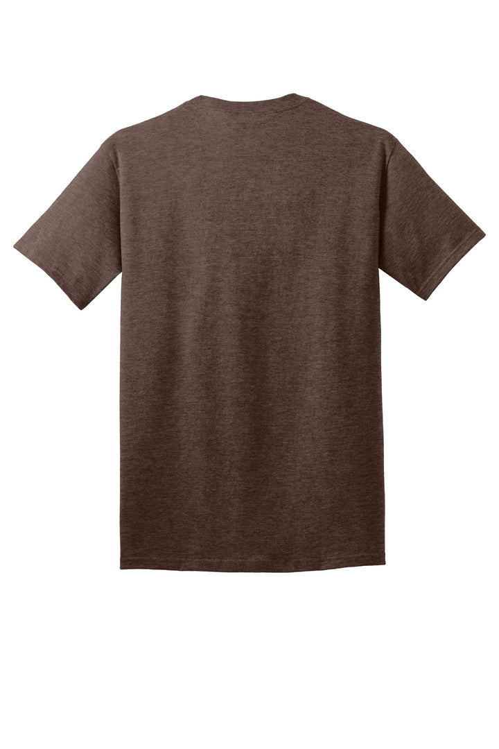 Rear View of HtDkChocBr Port & Company - Core Cotton Tee. PC54