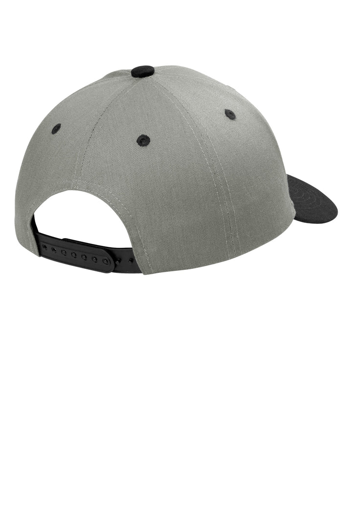 Rear View of HtGrey/Blk Port Authority Snapback Cap C408
