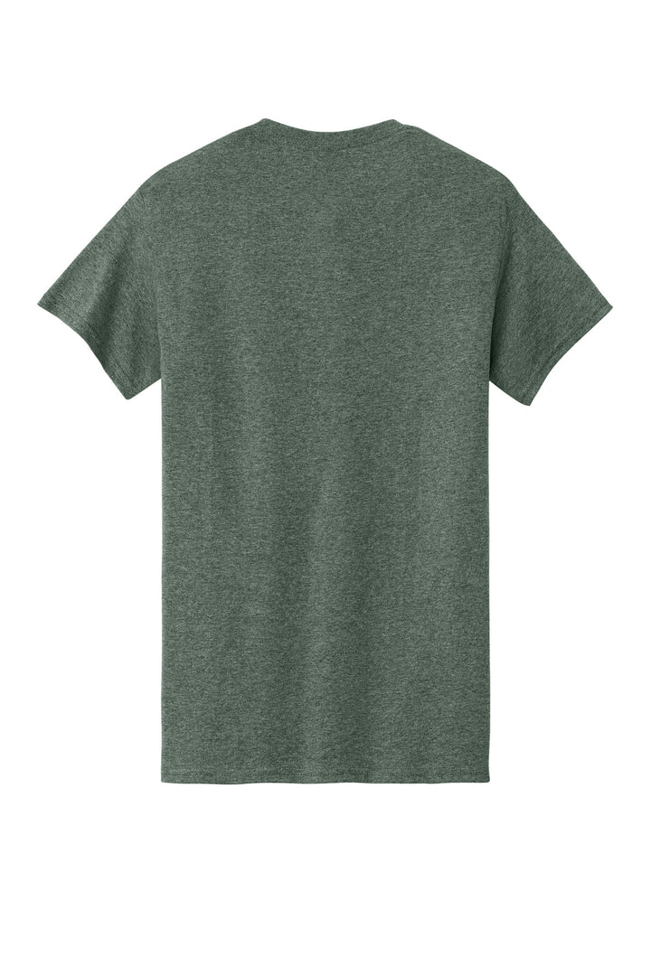 Rear View of Hthr Mltry Grn Gildan - Heavy Cotton 100% Cotton T-Shirt. 5000