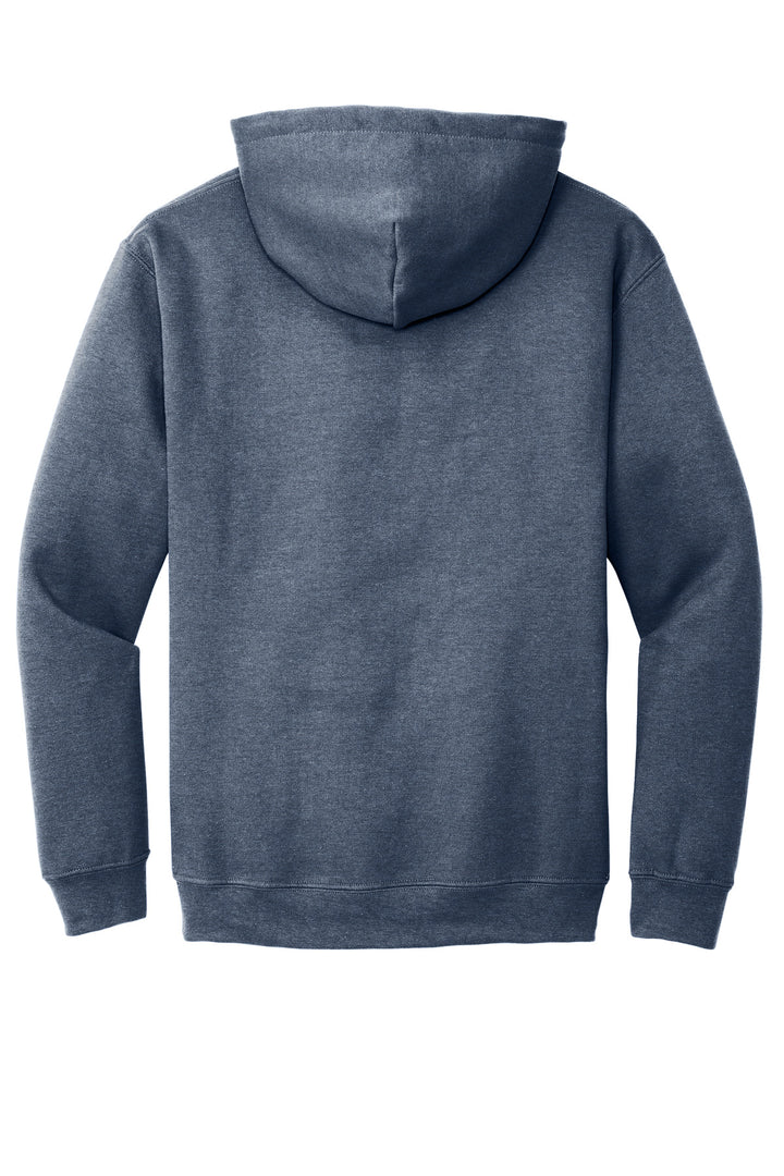 Rear View of HthrDkNavy Gildan - Heavy Blend Hooded Sweatshirt. 18500