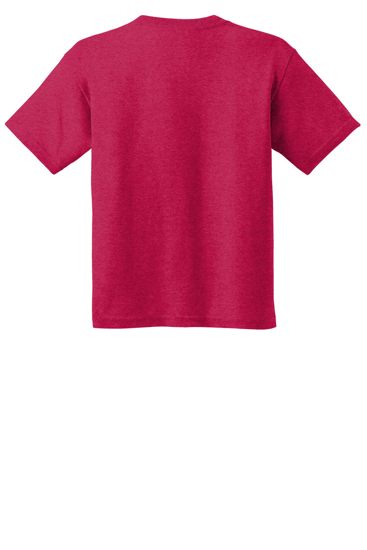 Rear View of HthrRed Gildan - Youth Heavy Cotton 100% Cotton T-Shirt. 5000B