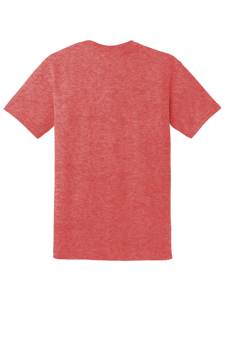 Rear View of HtrScarRed Gildan DryBlend 50 Cotton/50 Poly T-Shirt. 8000